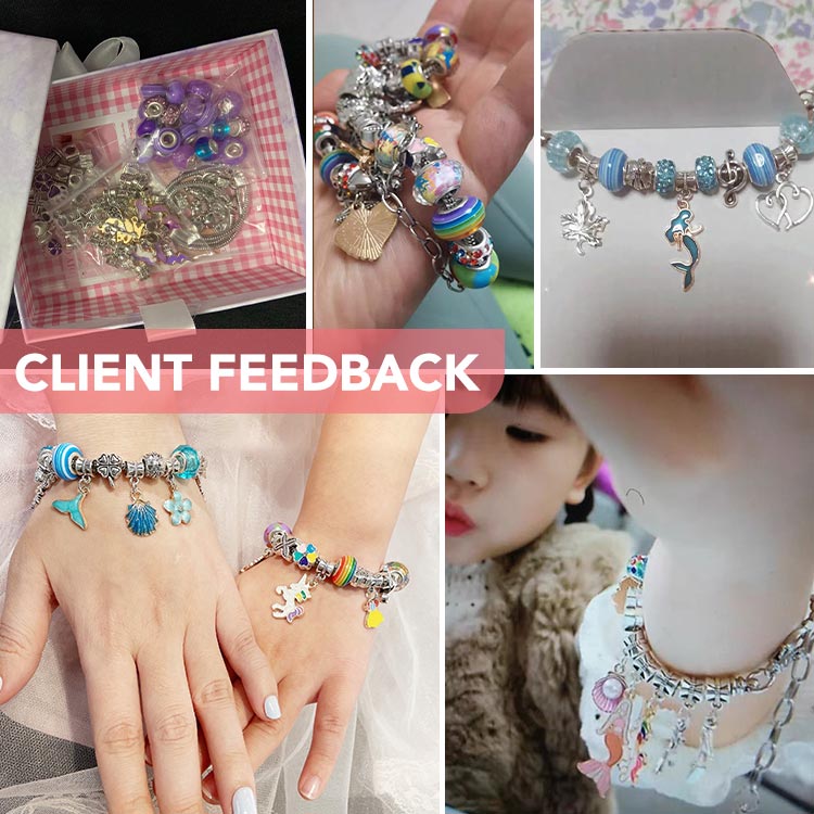 New Year Promo-DIY Pandora Box Charm Bracelet Making Set For Kids-1 set has 3 DIY bracelets