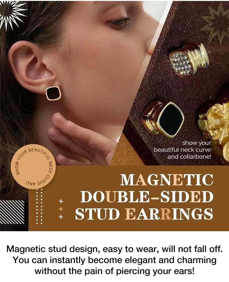 Magnetic Diamond Double sided Stud Earrings