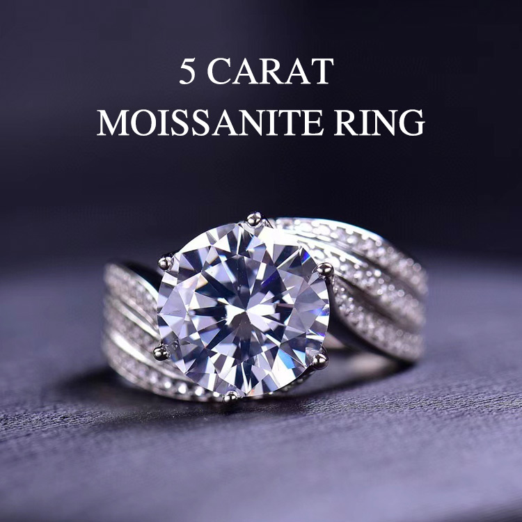 Adjustable 5-Carat Super Flash Moissanite Ring - Free gift box. GRA Certified. Shipping from Manila