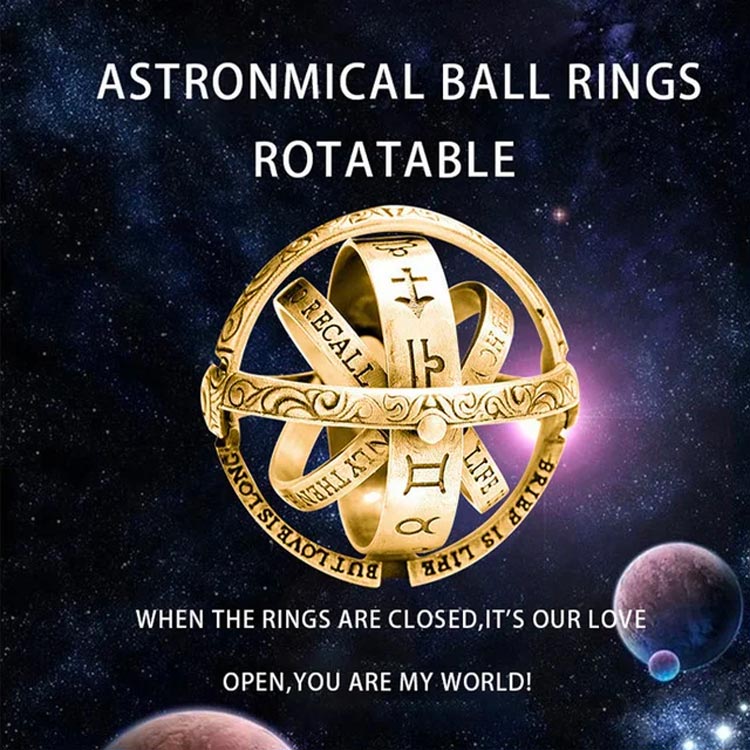 New Year Promo - Astronomy Ball Sterling Silver Deformable Ring - Free jewelry box and chain