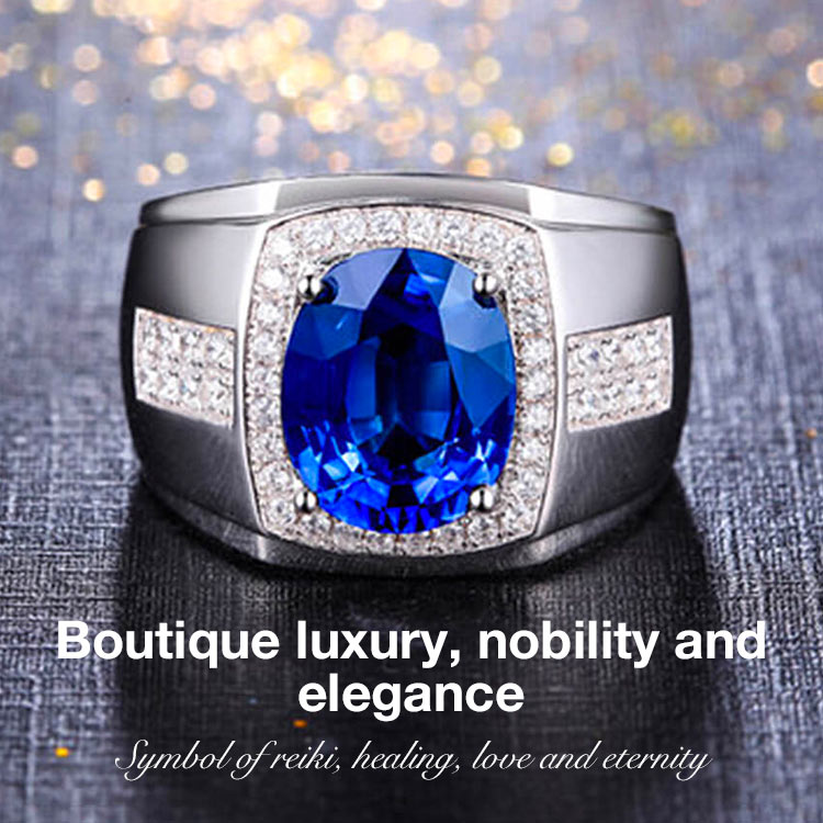 Valentine Day Promo-Blue Gemstone Ring Adjustable Size-Charming and luxurious