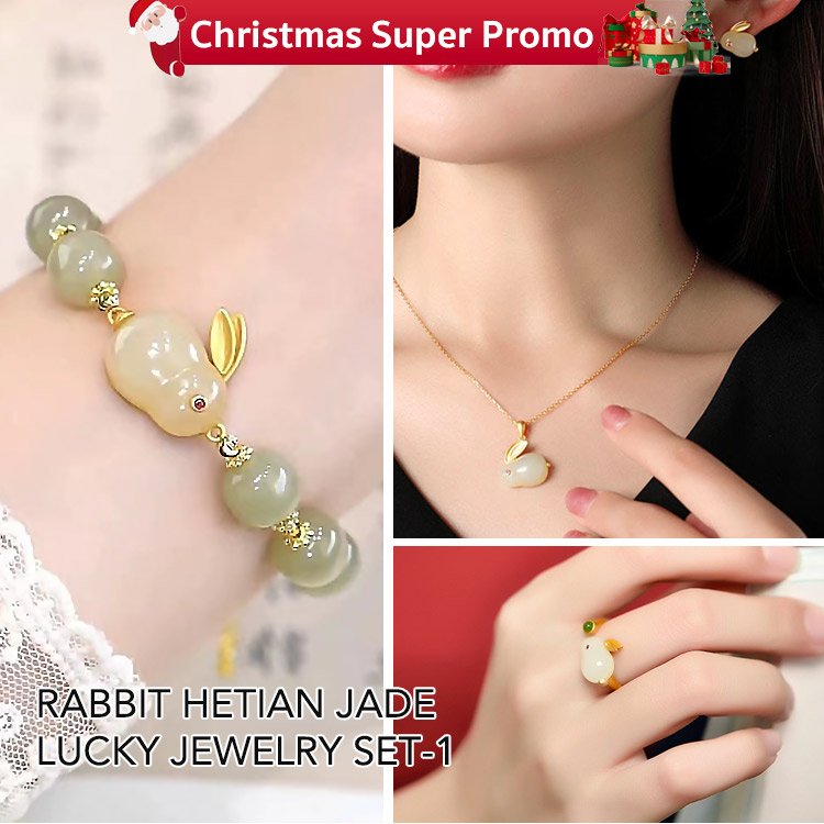 Rabbit and Tian jade lucky jewelry set