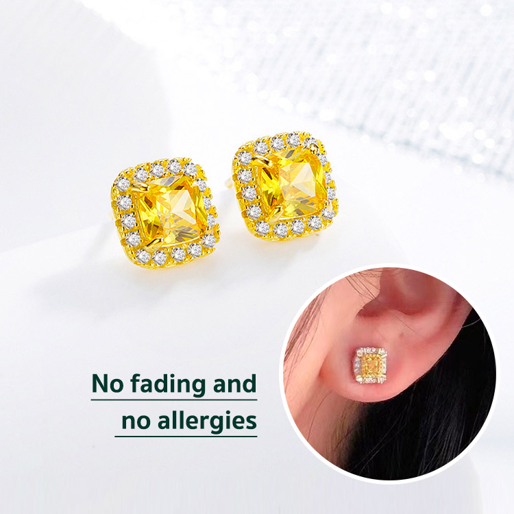 Sugar Cube Citrine & Moissanite Jewelry Set-Get Free Gift Box