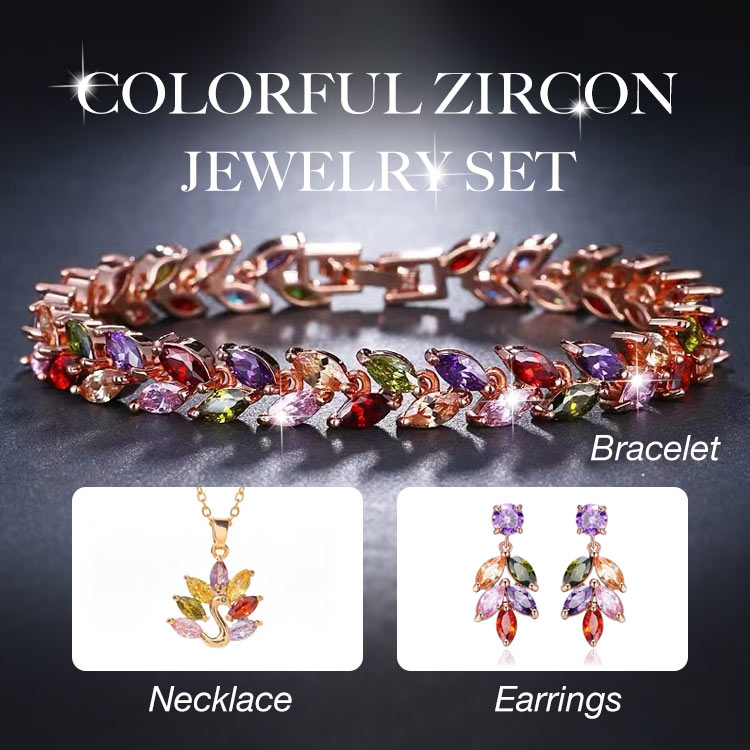 Colorful Zircon Jewelry Set-Three-piece set for only ₱633 each