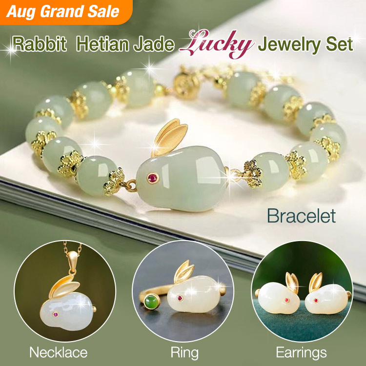 Rabbit and Tian jade lucky jewelry set