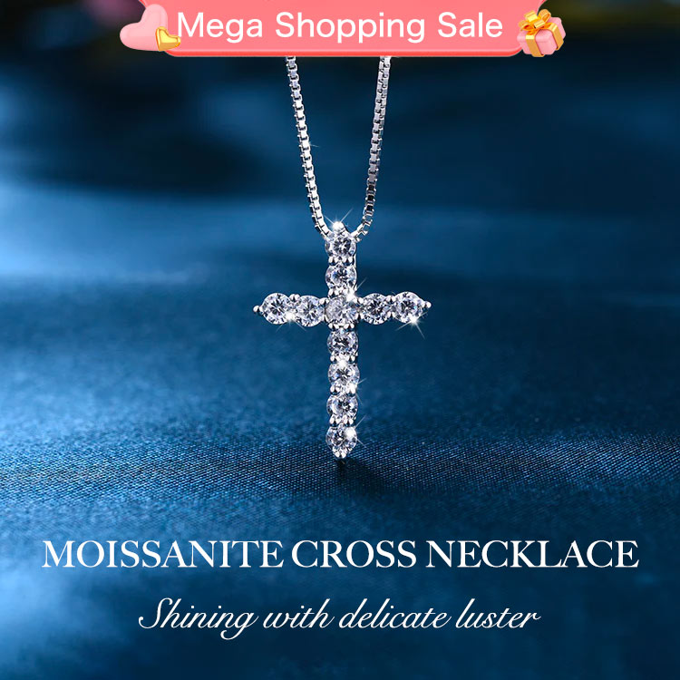 Mega Shopping Sale - Moissanite Cross Necklace - Harvest Love, Career, Happiness