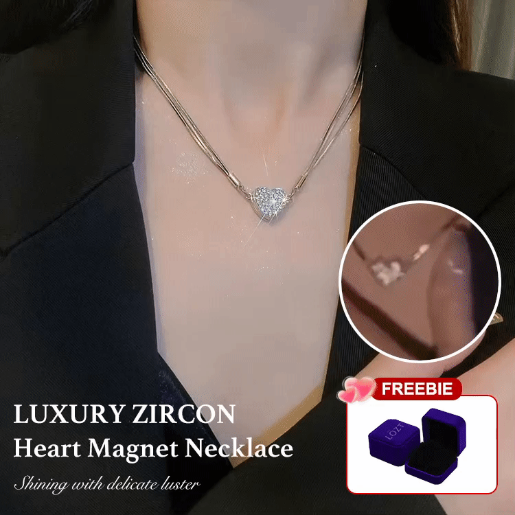 Luxury Zircon Heart Magnet Necklace