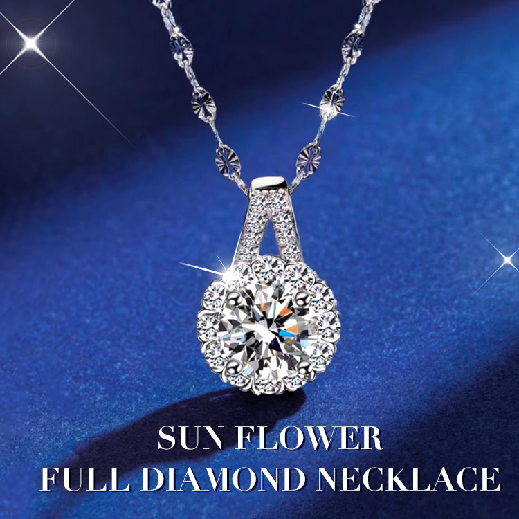 Sun Flower Full Diamond Necklace