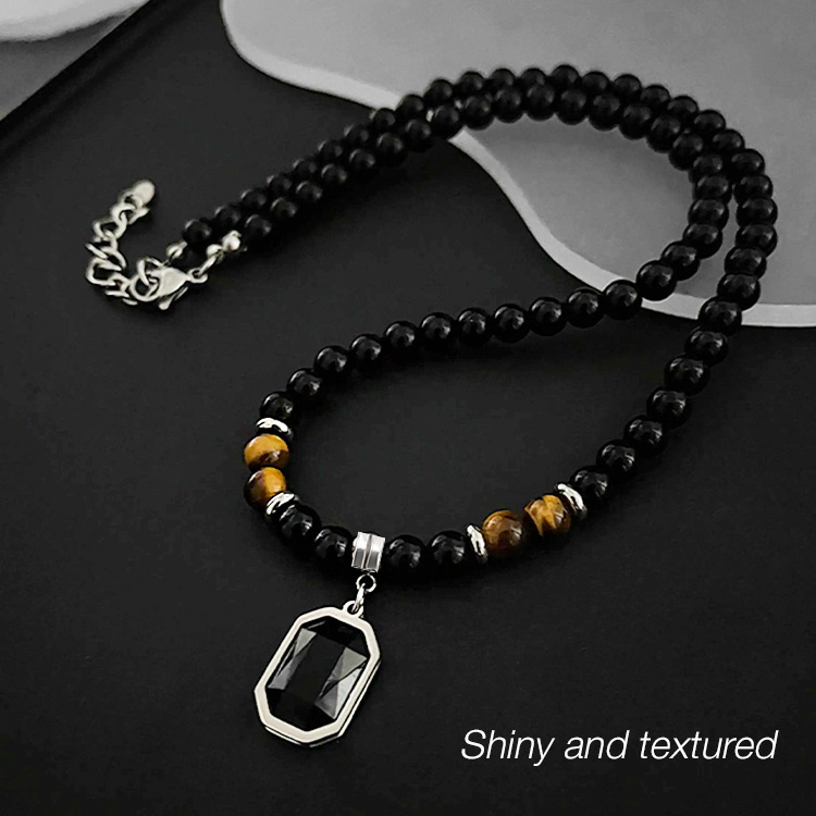 Tiger Eye Beads Men Necklace-Bring health, wealth and free jewelry box