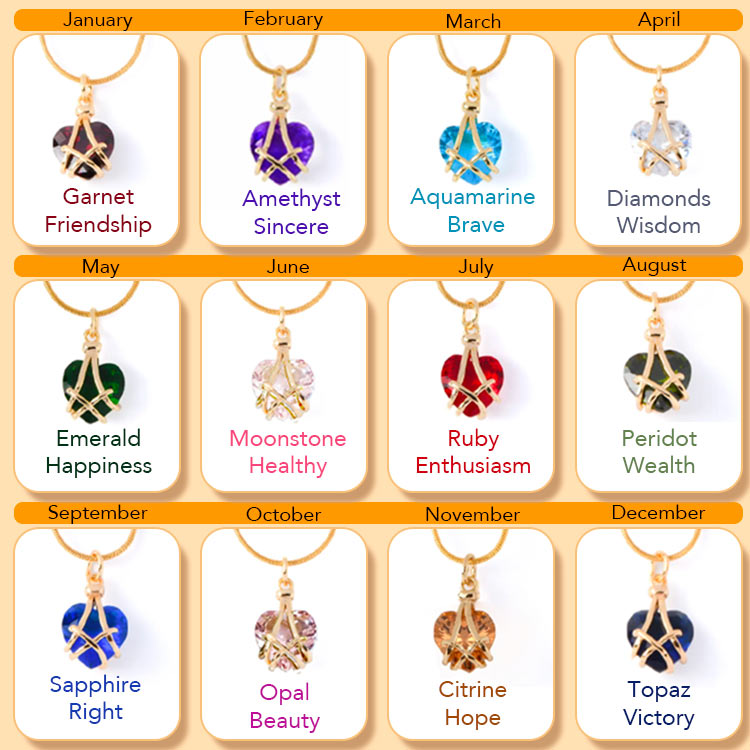 18k Gold Plated Birthstone Necklace-Personalized Lucky Necklace-990 for buy one take one